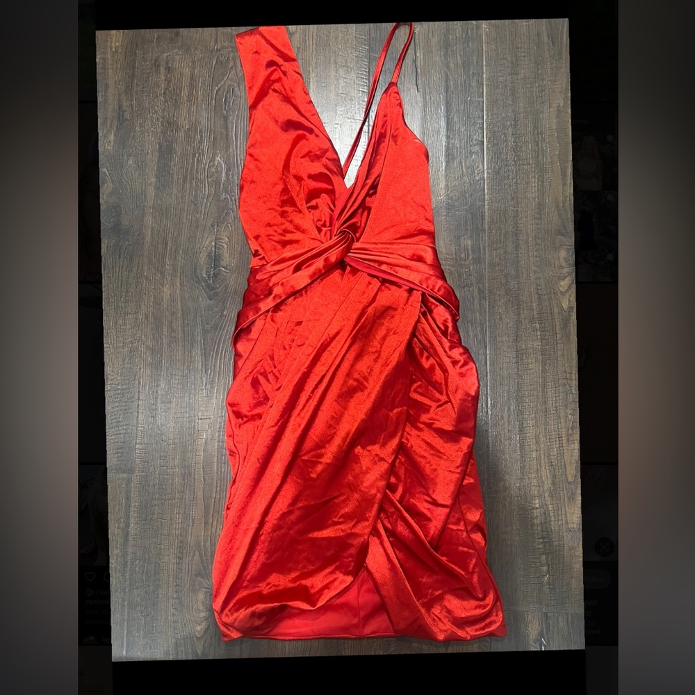 Hollywood red satin Windsor dress